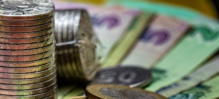 Coins on a table