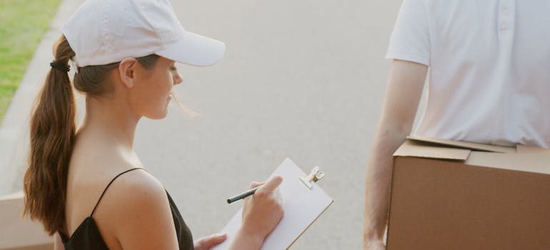 A woman making a list