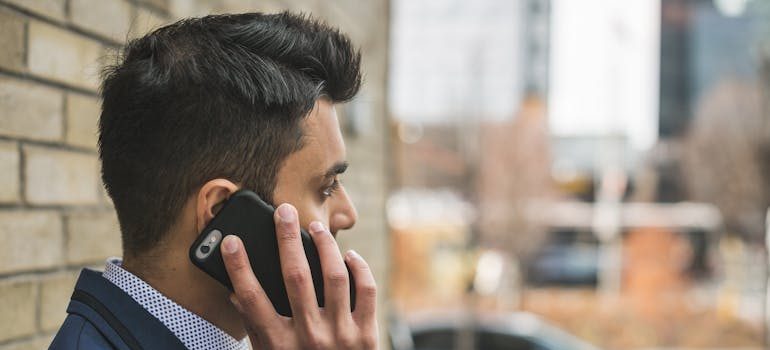 A men talking on a phone