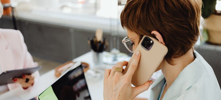 A woman talking on the phone