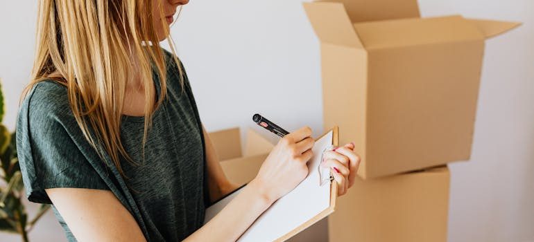 A woman making a list