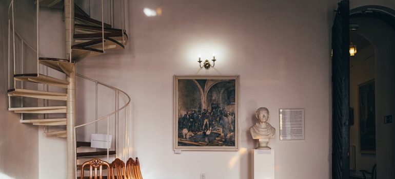A painting next to stairs