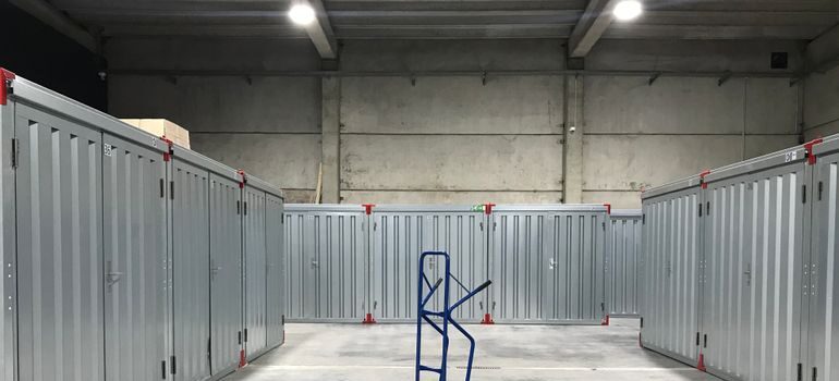 A dolly in a storage unit