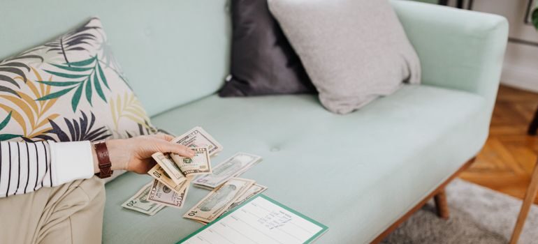 A woman counting money