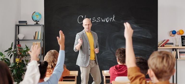 Students working at desks in a public school classroom representing Bay Area school district life