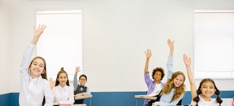 Elementary school students in a classroom setting representing school transition during a family move